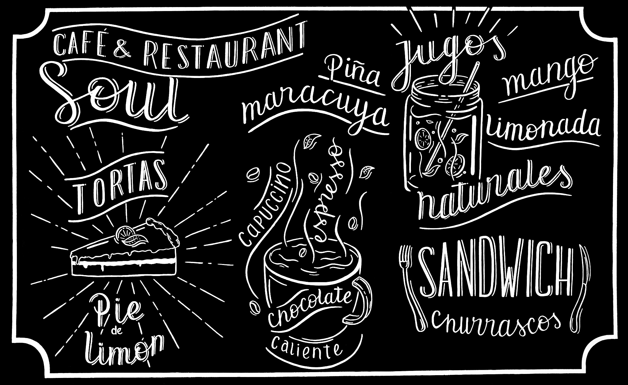 Pizarra Café Soul.